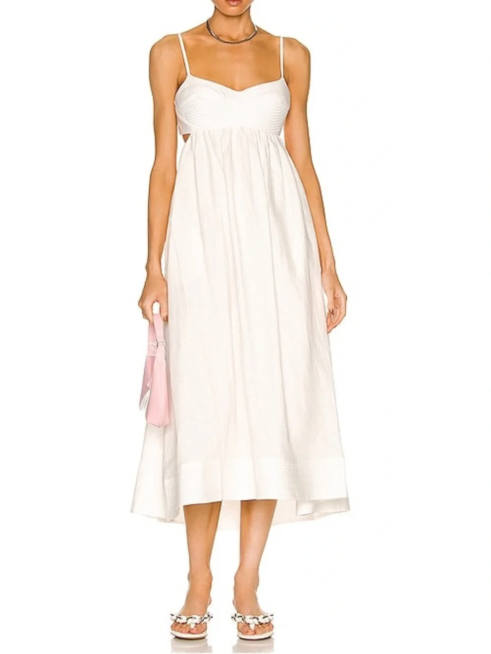 Zimmermann Rosa Bralette Dress 0 XS White Linen Midi - Picture 2 of 11
